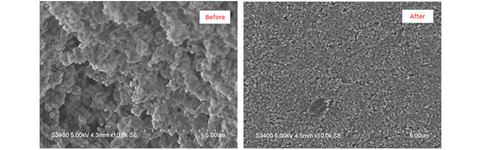 Observation of alumina ground with NP-100 before_after