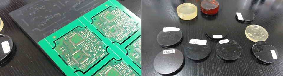  "receiving jig made of CNT-compound resin" and Examples of samples