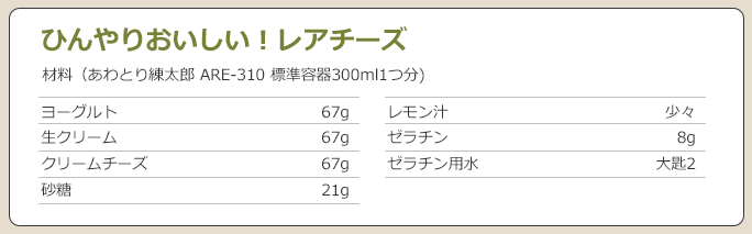 練太郎の標準容器の容量に合わせてレシピを変える